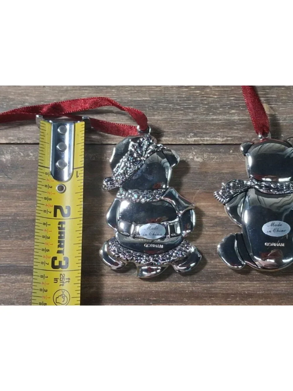 Gorham Silver Plated Teddy Bear Christmas Ornies Set Drum List Make Wish